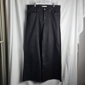 Levis 318 Shaping Wide Leg Jeans Black Womens 33 Capsule Wardrobe Goth Preppy